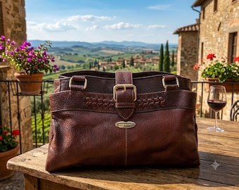 Borsa a tracolla in pelle fatta a mano, borsa tote vintage in pelle marrone, borsetta in pelle intrecciata, borsa a mano in pelle testurizzata, borsa a tracolla di lusso per tutti i giorni da donna