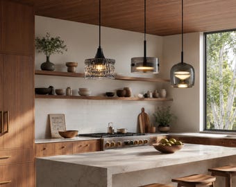 Minimalist Aluminum Pendant Light, Modern Matte White Hanging Lamp, Geometric Kitchen Island Fixture, LED Decorative Ceiling Light
