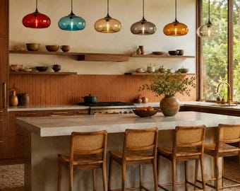 Nordic Color Glass Pendant Light, Minimalist Modern Hanging Lamp for Kitchen Island, Bedside, and Restaurant Decor