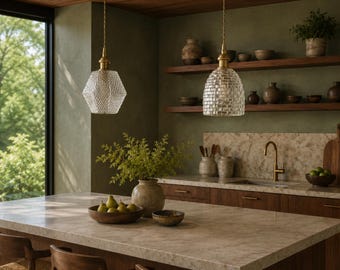 Wabi-Sabi Glass Pendant Light, Romantic French Bedroom Chandelier, Japanese Minimalist Hanging Lamp for Balcony & Corridor