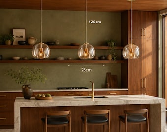 Modern Glass Pendant Light, Minimalist LED Hanging Chandelier for Living & Dining Room, Dimmable Indoor Lighting