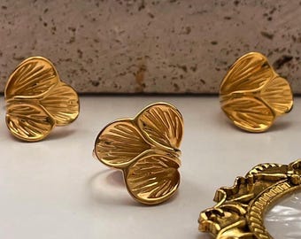 Golden Petal Statement Ring