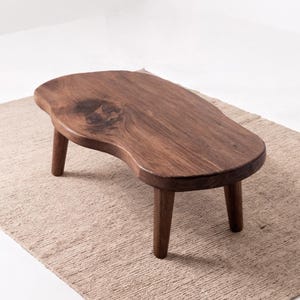 Solid Walnut Kidney Bean Coffee Table - Mid Century Modern Living Room Furniture