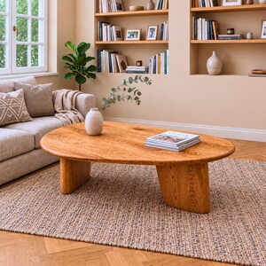 Modern Organic Wood Coffee Table, Minimalist Living Room Furniture, Asymmetric Coffee Table, Custom Solid Wood Center Table, Boho Decor