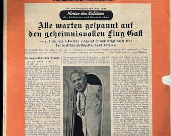 WWII German Newspaper Front Page 1942 Das Illustrierte Blatt Lothian US-UK Diplomacy