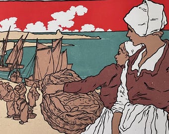 Amieux Frères Sardines Lithograph – Les Maîtres de l’Affiche Plate 183 – Original c.1890s with Tissue