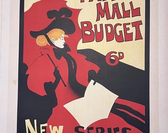 Litografía de póster Art Nouveau, presupuesto de Maurice Greiffenhagen Pall Mall, placa 24 de Les Maîtres de l’Affiche, impresión de la década de 1890