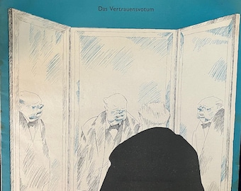 WWII Simplicissimus Cover 1942 Churchill Cartoon “Vote of Confidence” German Satirical Print