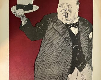 Andra världskrigets Churchill-karikatyrtryck 1942 Simplicissimus tysk politisk tecknad film