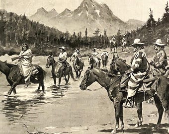 Frederic Remington – Bannock Hunting Party, Snake River (1887) | Original Harper’s Weekly Engraving