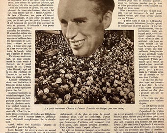 1928 Charlie Chaplin Porträttsida – Ciné-Miroir French Film Magazine – Sällsynt icke-trampbild – Stumfilmseran