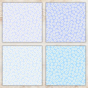 Pastel Daisy Digital Paper Pack | Flowers Seamless Patterns | Floral Printable Scrapbook Paper | Daisies Backgrounds image 5