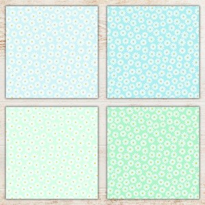 Pastel Daisy Digital Paper Pack | Flowers Seamless Patterns | Floral Printable Scrapbook Paper | Daisies Backgrounds image 6