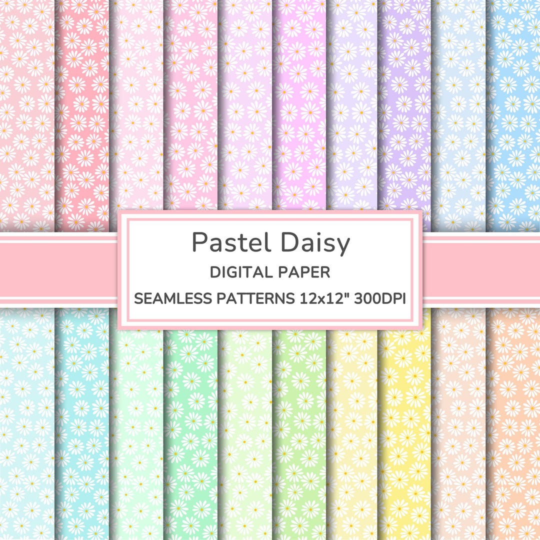 Pastel Daisy Digital Paper Pack | Flowers Seamless Patterns | Floral ...