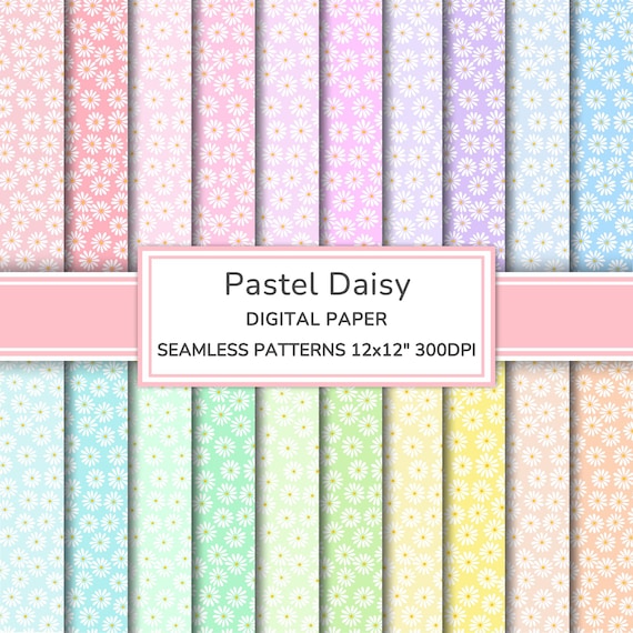 Pastel Daisy Digital Paper Pack | Flowers Seamless Patterns | Floral Printable Scrapbook Paper | Daisies Backgrounds