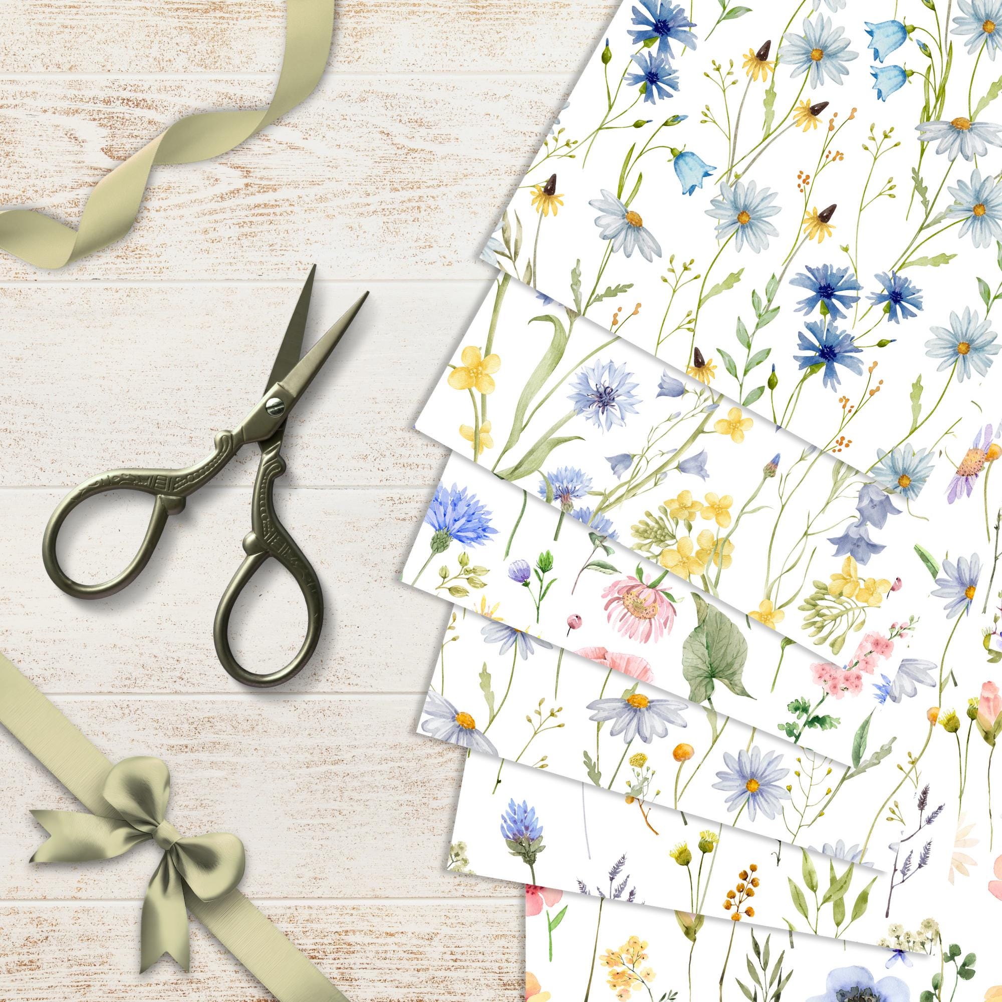Wildflowers Watercolor Digital Paper Pack | Flowers Seamless Patterns ...