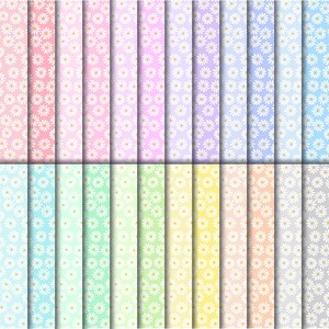 Pastel Daisy Digital Paper Pack | Flowers Seamless Patterns | Floral Printable Scrapbook Paper | Daisies Backgrounds image 2