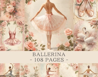 Ballerina Junk Journal Pages | Romantic Ballet Printable Scrapbook Paper | Balletcore Digital Paper