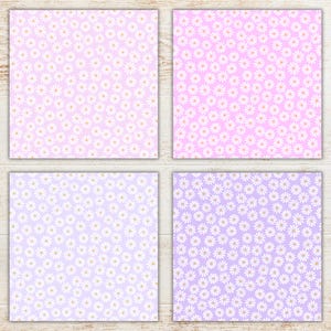 Pastel Daisy Digital Paper Pack | Flowers Seamless Patterns | Floral Printable Scrapbook Paper | Daisies Backgrounds image 4