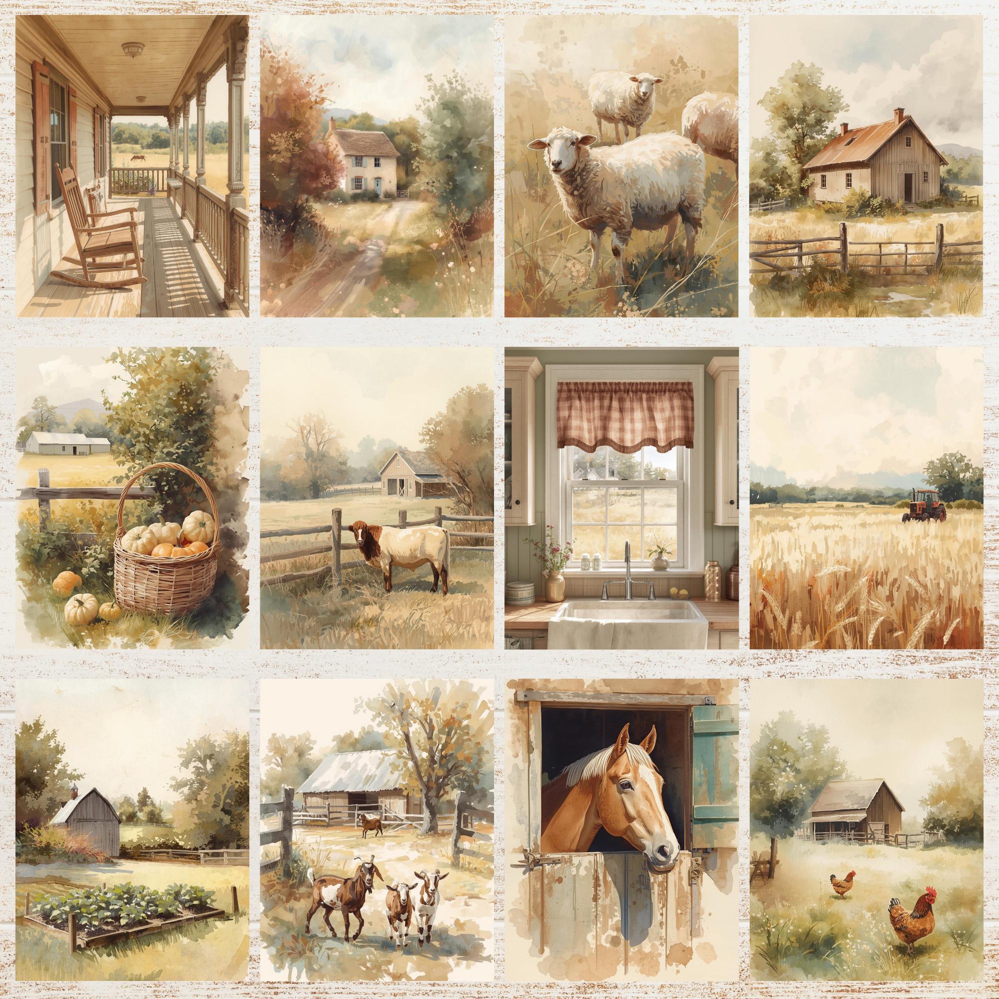 Farmhouse Junk Journal Pages | Rustic Country Printable Scrapbook Paper ...