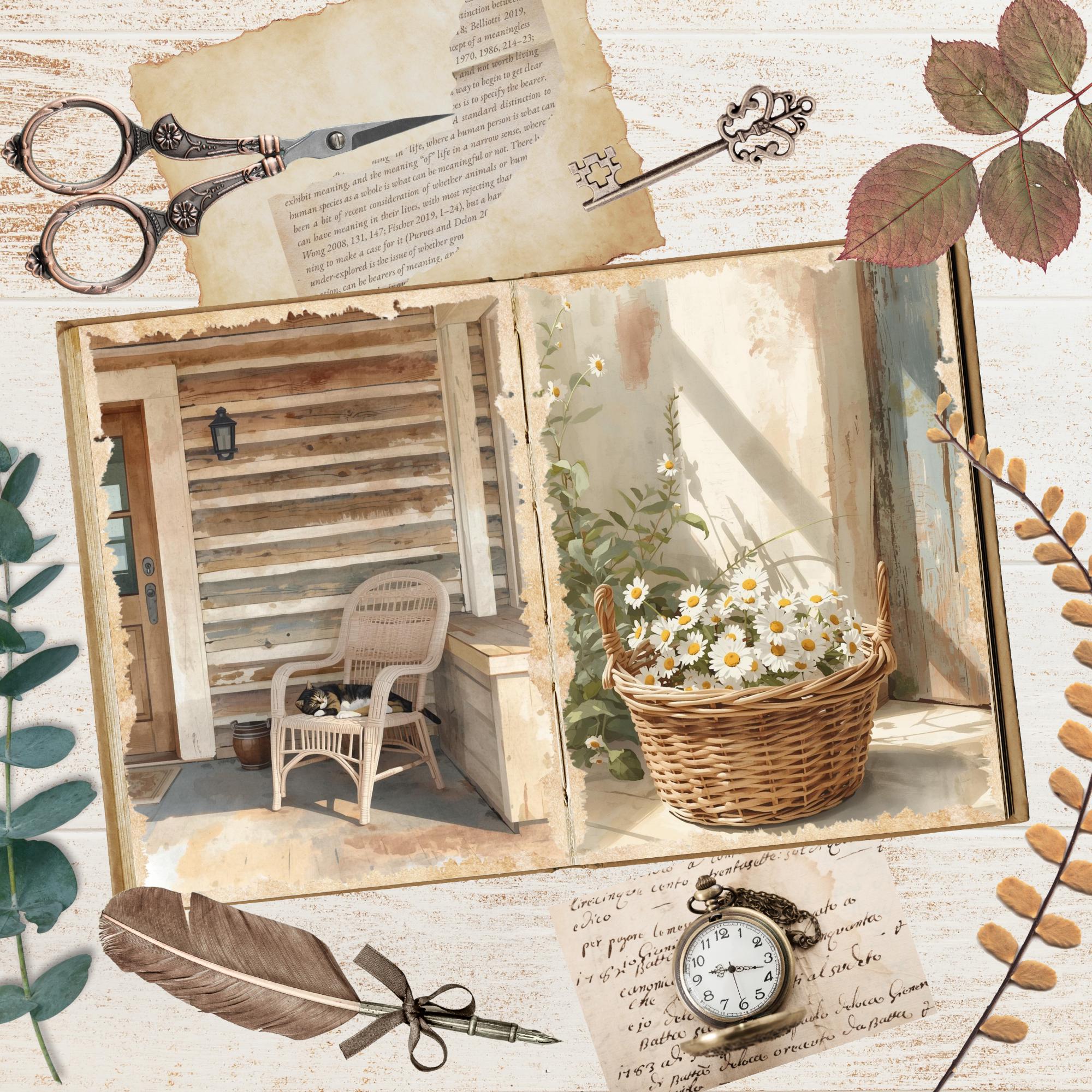 Farmhouse Junk Journal Pages | Rustic Country Printable Scrapbook Paper ...