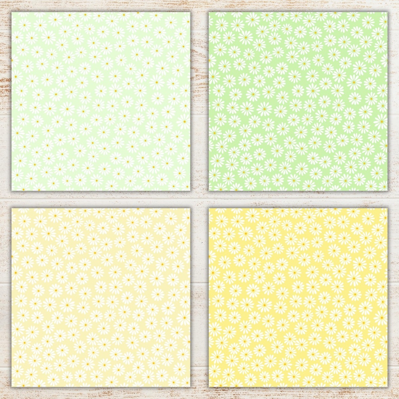 Pastel Daisy Digital Paper Pack | Flowers Seamless Patterns | Floral Printable Scrapbook Paper | Daisies Backgrounds image 7