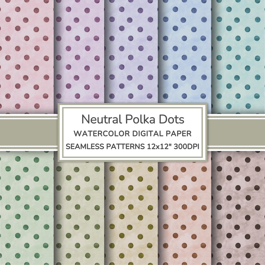 Neutral Polka Dots Watercolor Digital Paper Pack | Dusty Polka Dots ...