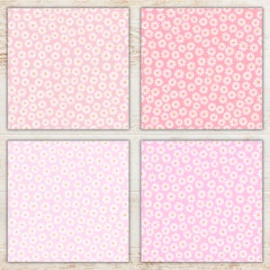 Pastel Daisy Digital Paper Pack | Flowers Seamless Patterns | Floral Printable Scrapbook Paper | Daisies Backgrounds image 3
