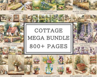 Cottage Junk Journal Pages Mega Bundle | 800+ Printable Pages | Rustic Country Scrapbook Kit | Digital Paper Pack