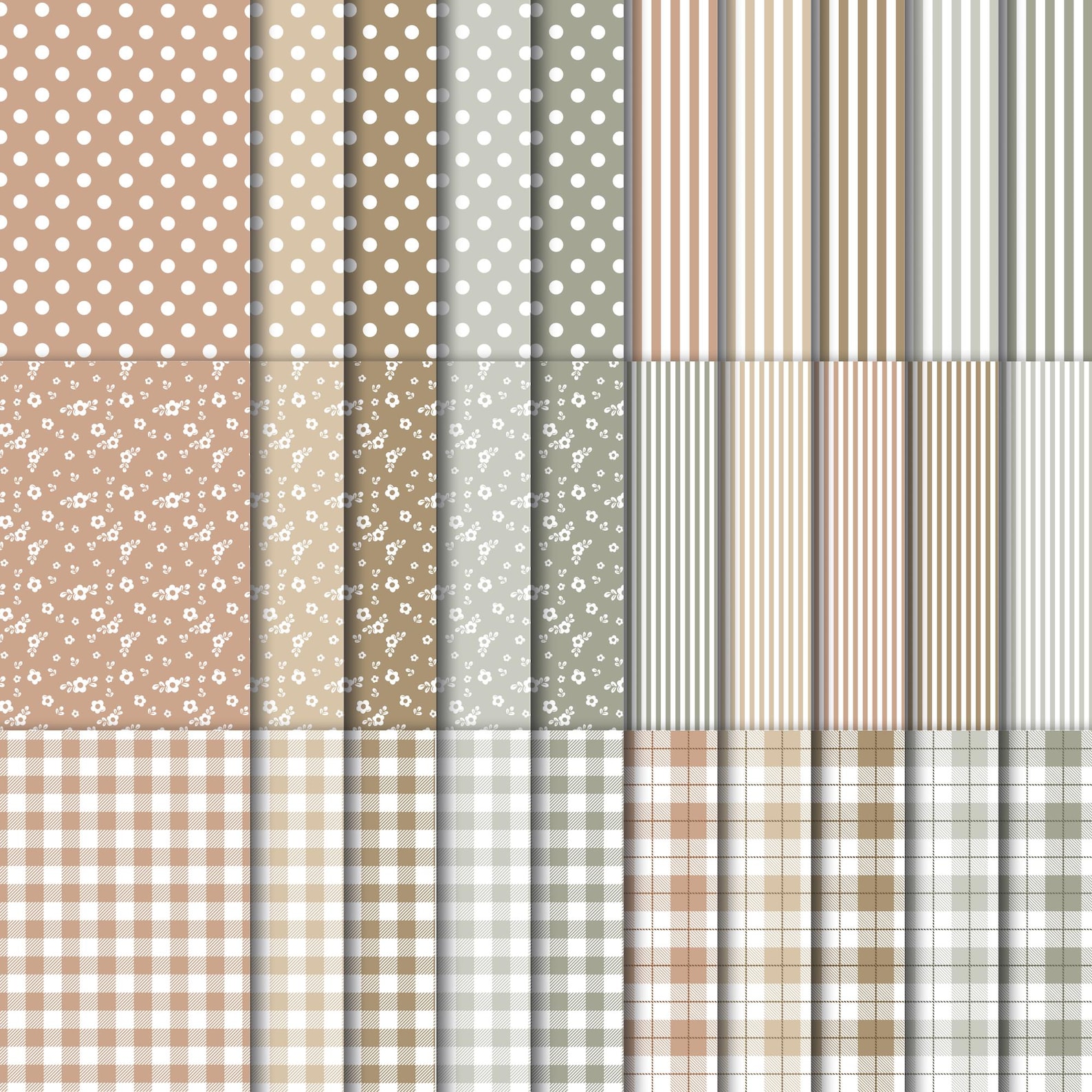 Neutral Cottagecore Digital Paper Pack | Floral Seamless Patterns ...