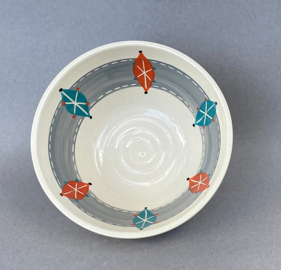 BOWL, small, for mixing, or large personal serving, mid century, modern, geometric, retro