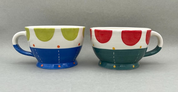 MUG, latte, wide, French, tea, coffee, cocoa, modern, mid century