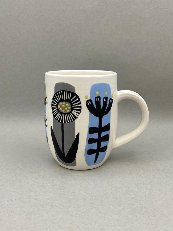 MUG, large, modern, geometric, floral