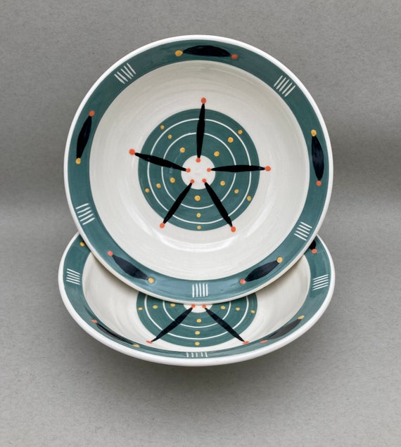 BOWL, medium, for personal serving, soup. pasta, salad, side dishes, mid century, modern, geometric