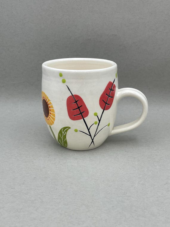 MUG, large, modern, geometric, plants