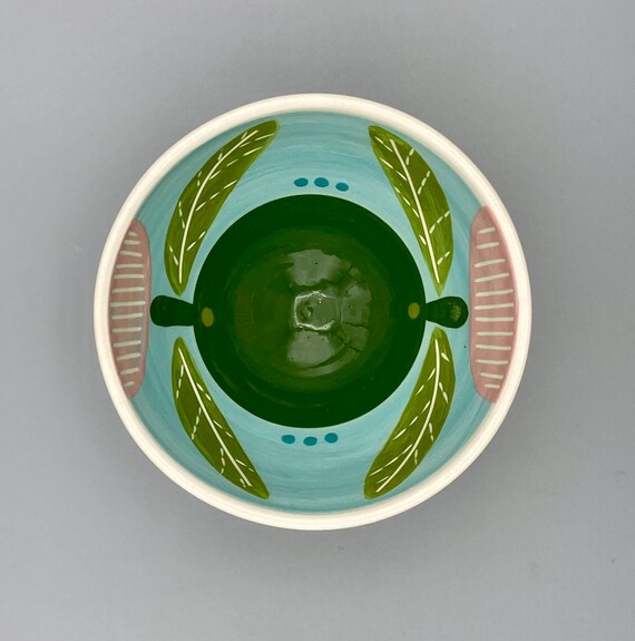 BOWL, small, for ice rceam, yogurt, toppings, salsa, children.  Modern geometric flowers in six colors.  Purchase individually or as a set.