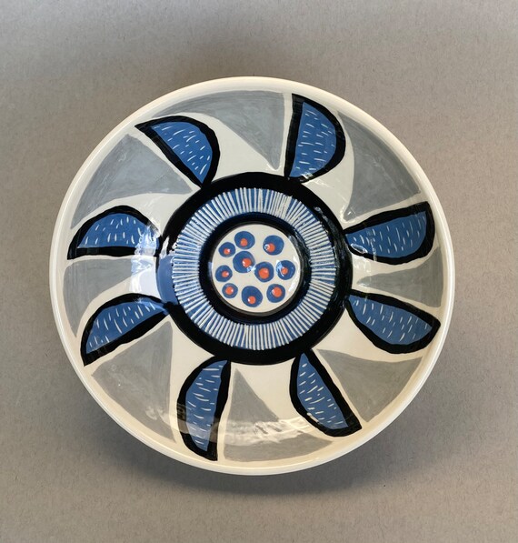 BOWL, medium, mid century, modern, geometric, serving, large single portion, pasta, salad, poké,  fruit, decorative