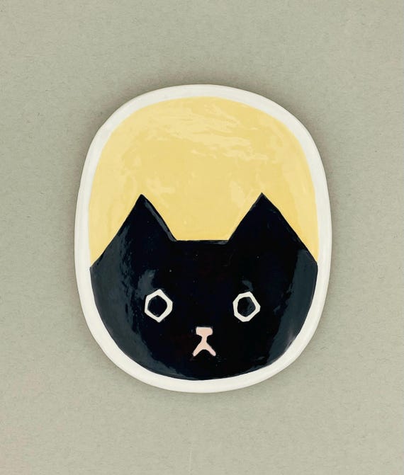 SPOON REST or small plate, ladle rest, trivet, sushi plate, cat