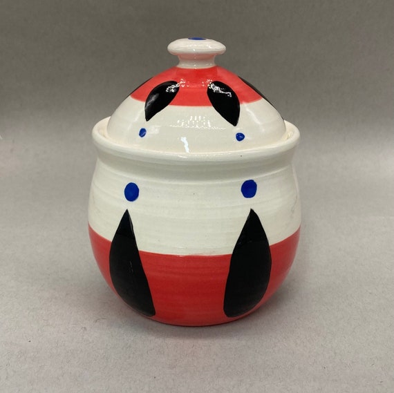 JAR, small, with lid, pint size container, sugar bowl, salt cellar, treats. Mid centrury modern design.