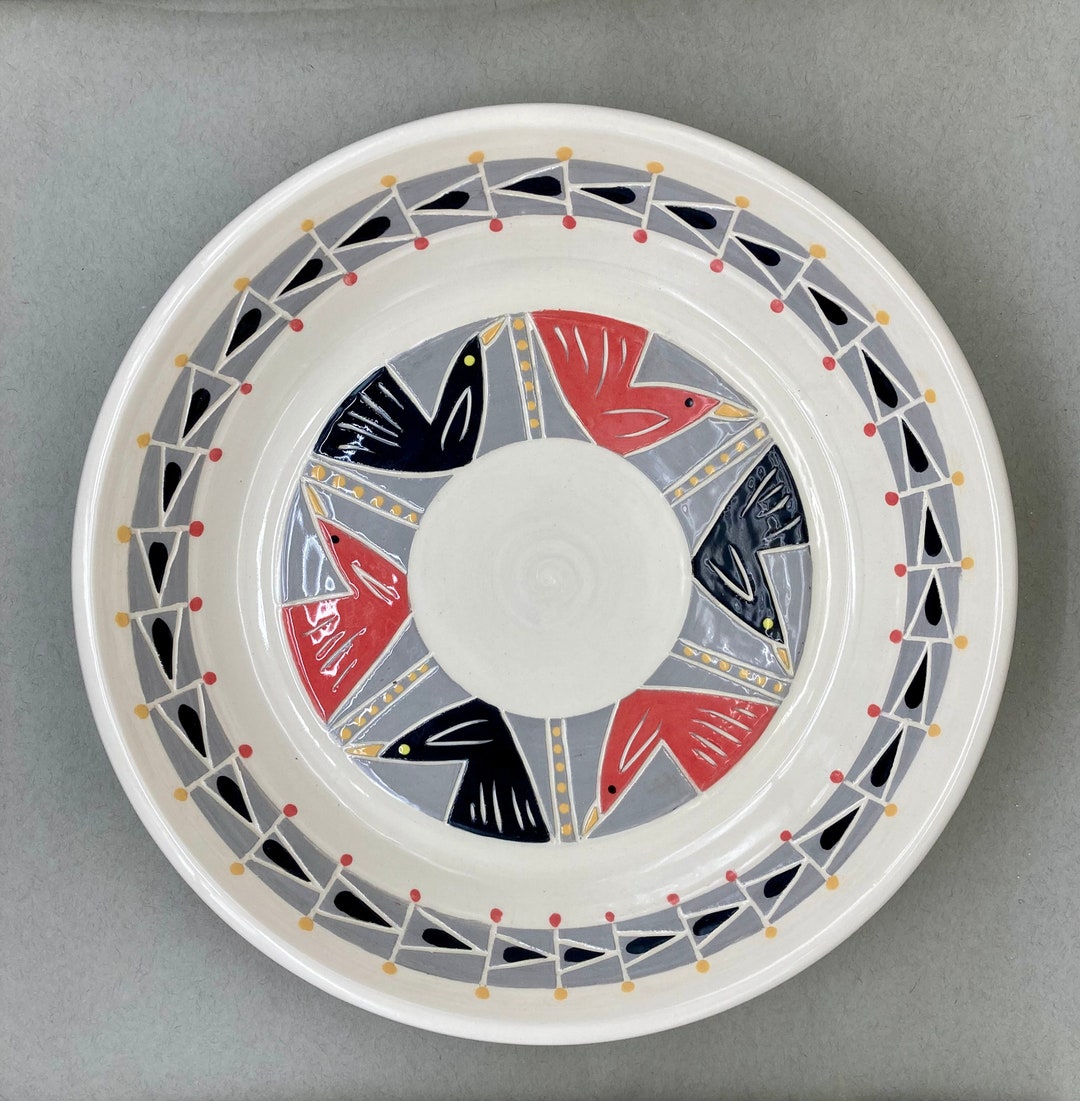 Pattern Plates Large Size PLATTER, Large, Plate, Serving, Baking Dish, Roasting, Modern, Bird ...