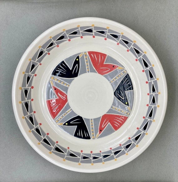 PLATTER, large, plate, serving, baking dish, roasting, modern, bird pattern