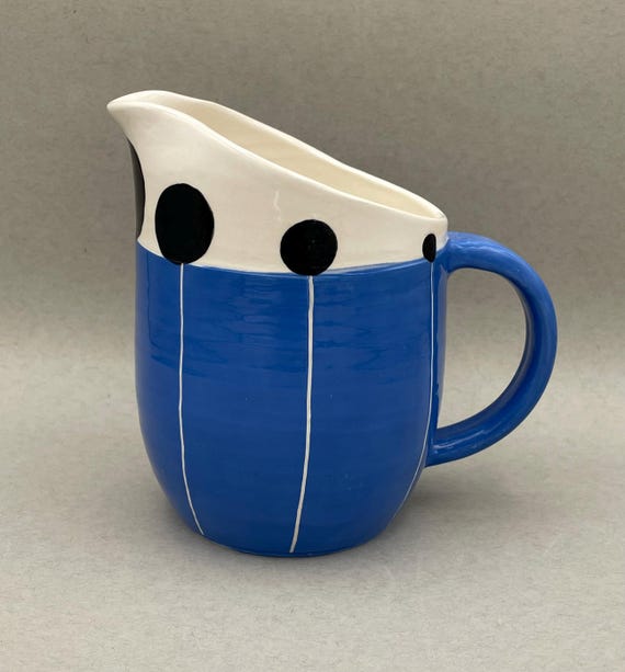 PITCHER, creamer, medium, for cream, syrup, sauce, steaming. Modern mid century design.