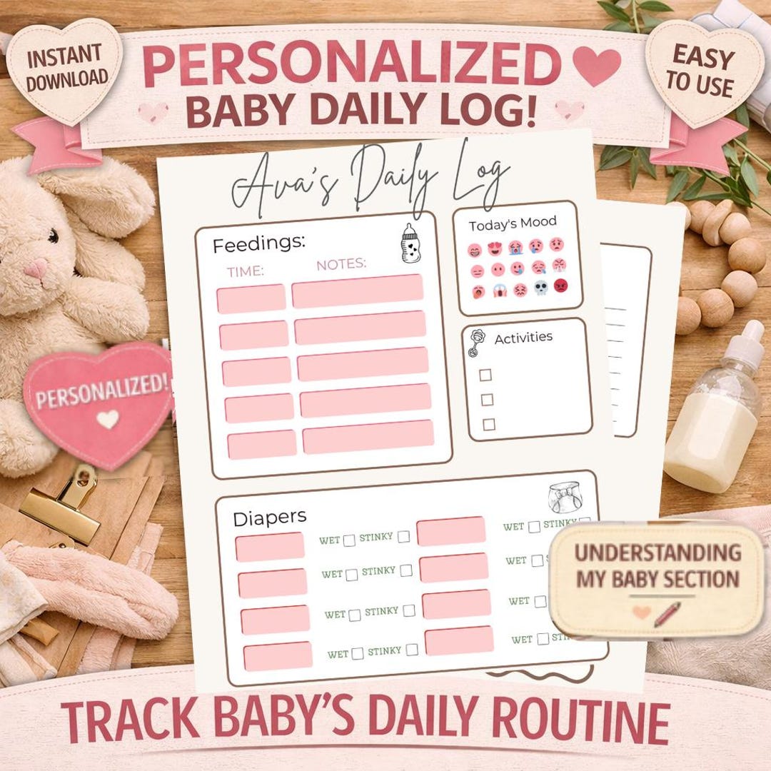 Personalized Baby Daily Log Printable | Newborn Tracker | Diaper Log ...