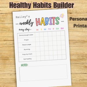 Planilha Semanal de Hábitos para Crianças | Quadro de Tarefas Editável, Planejador de Rotina (PDF) | Quadro de Reforço Positivo | Criador de Rotinas para Crianças