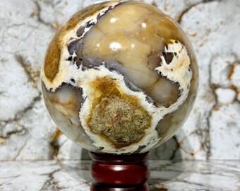 Large Dendritic Opal Sphere | Natural Crystal Ball, Gemstone Decor, Healing Stone