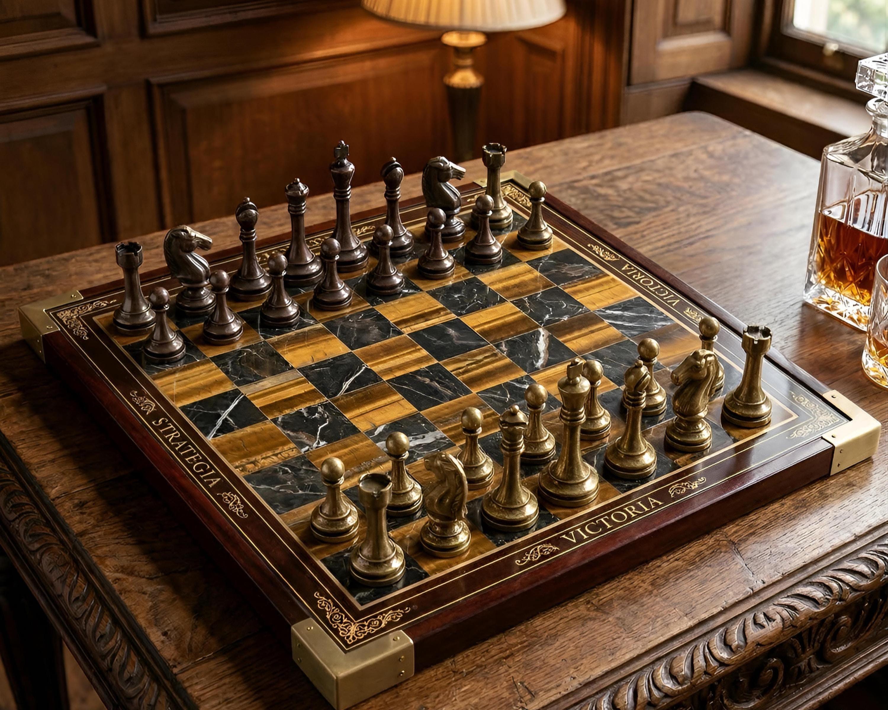 Jeu D'échecs Murano Cristal Cenedese échiquier Marqueterie Os Et Corne King 117 Mm Jeu D Echecs Cristal
