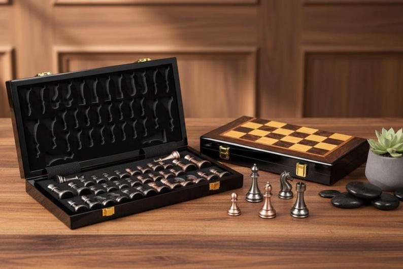 Luxury Metal Chess Set With 15