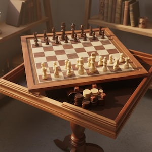 Juego de mesa 3 en 1 de ajedrez, damas y backgammon: mesa de juego de madera premium de 18'' para decoración del hogar, regalo de lujo personalizado