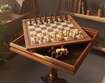 3-IN-1 Chess, Checkers & Backgammon Table Set — 18'' Premium Wooden Game Table for Home Decor, Luxury Gift personalized