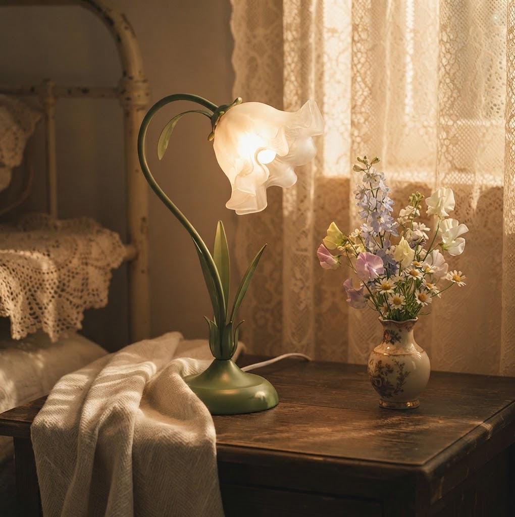 Blumige tischlampe